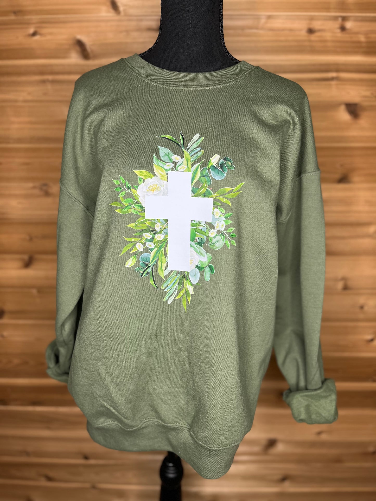 Floral Cross Crewneck Sweatshirt