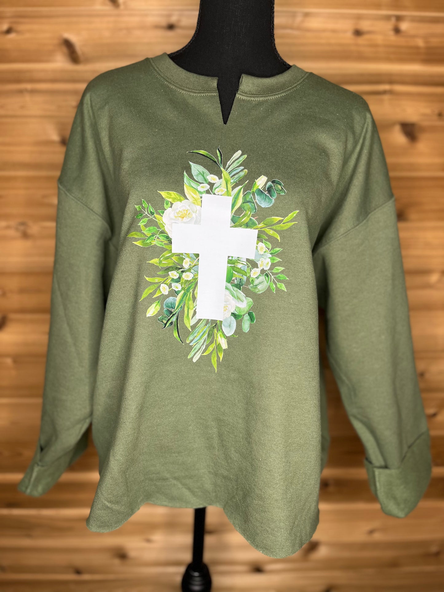 Floral Cross Crewneck Sweatshirt